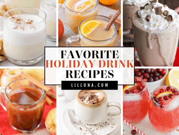 Collage of Holiday drink recipes.