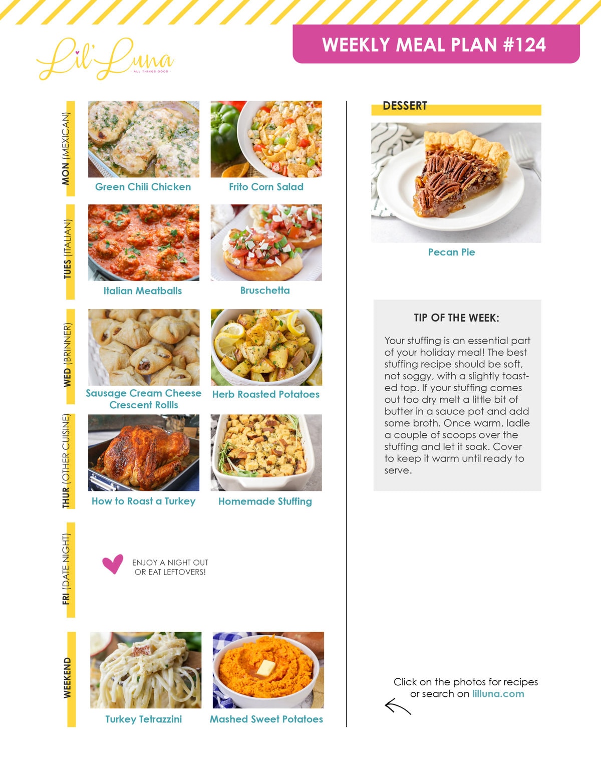 Weekly Meal Plan #124.