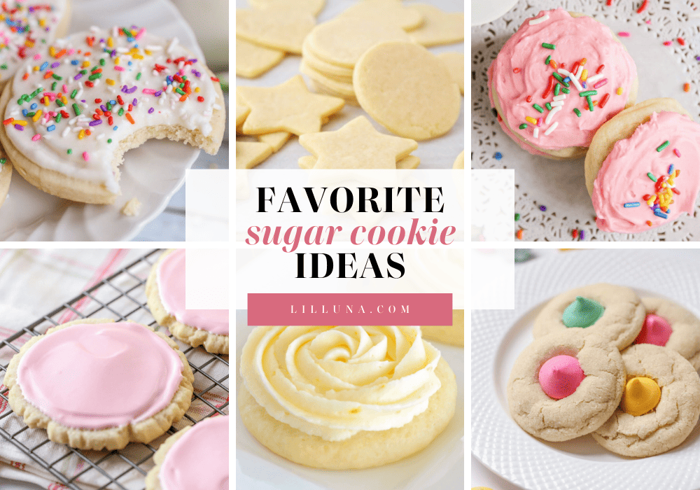 Collage of sugar cookie recipes.