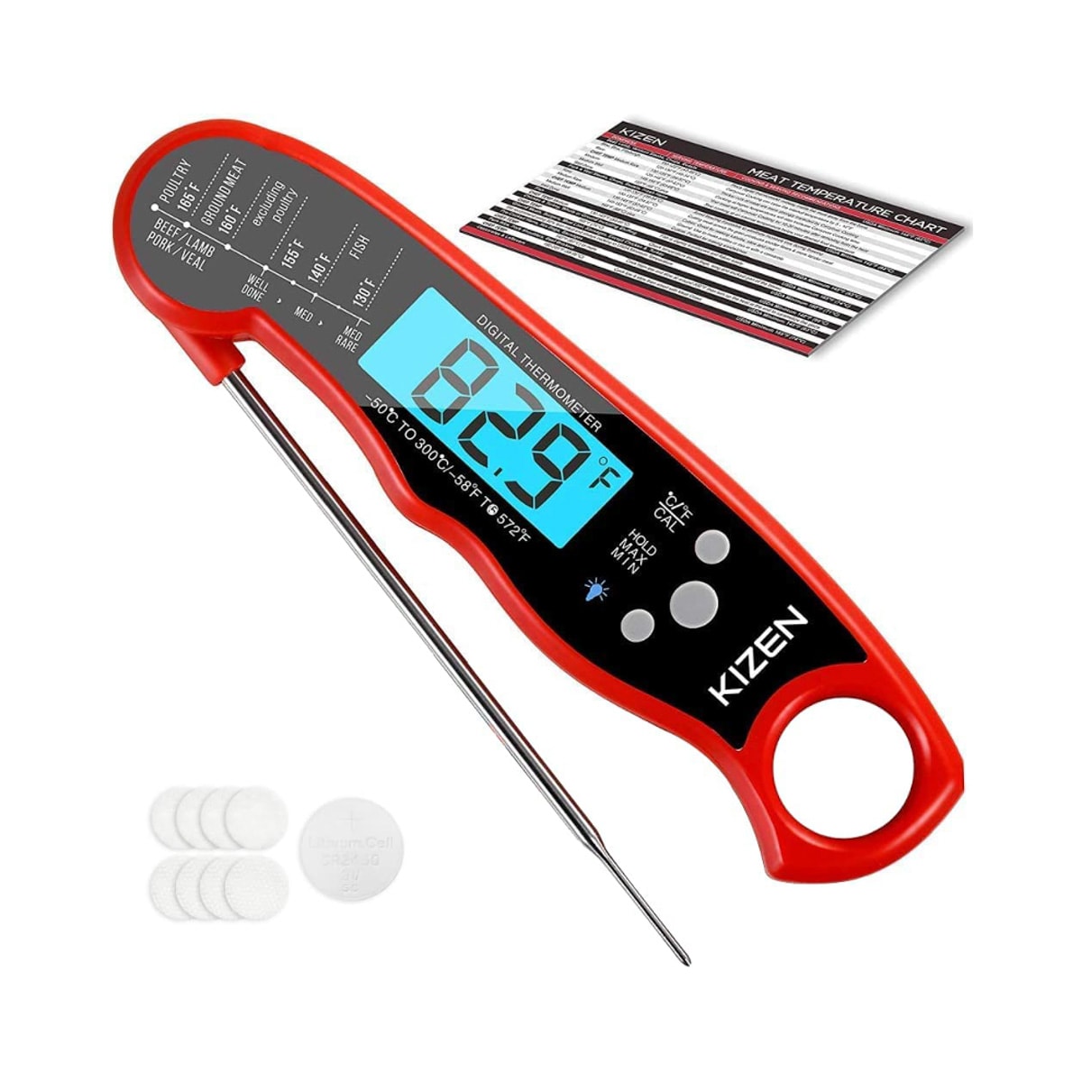 Digital meat thermometer with probe.