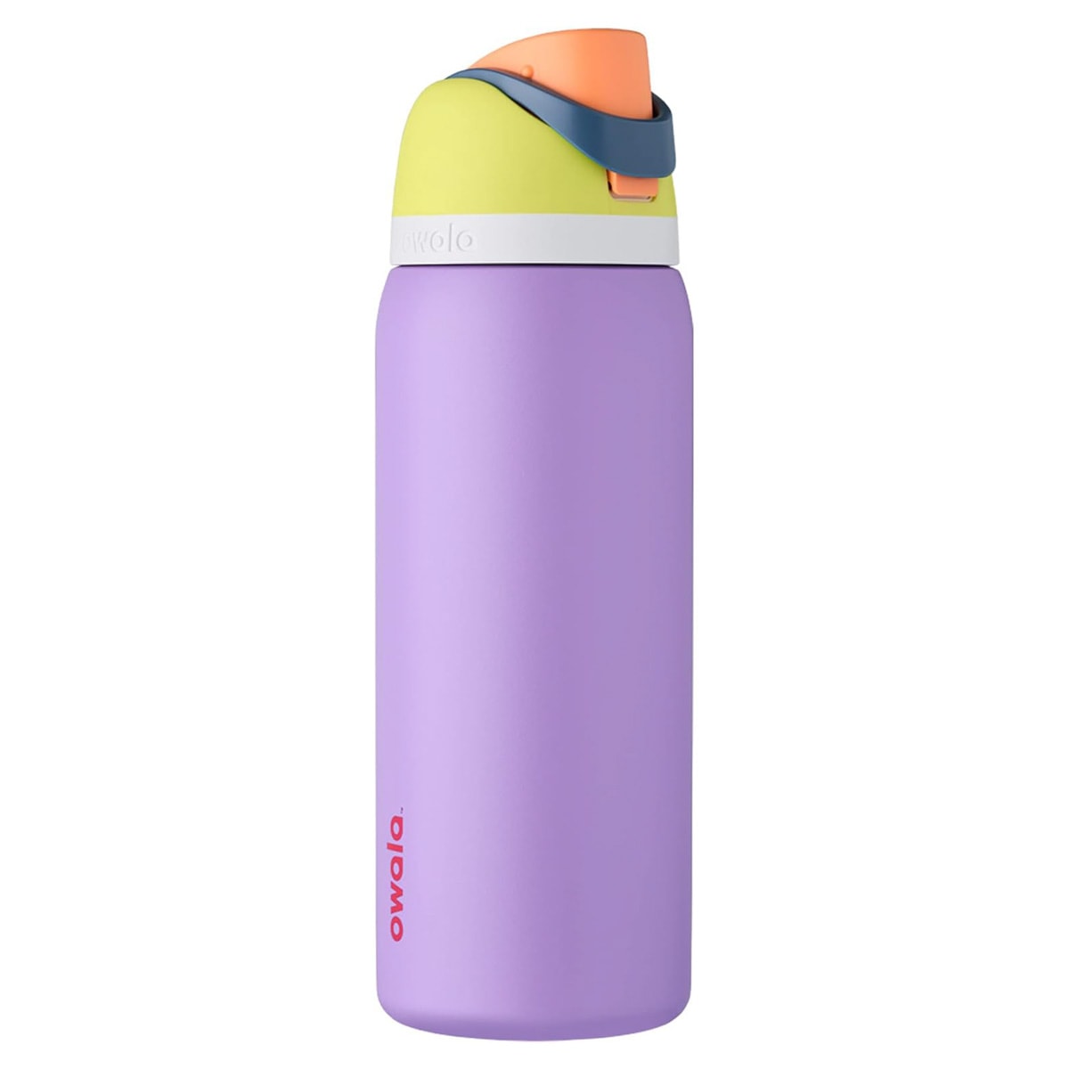 Multicolor Owala water bottle.