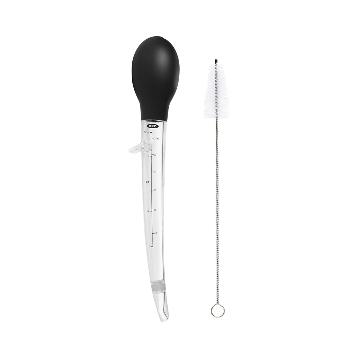 Turkey baster and cleaning brush.