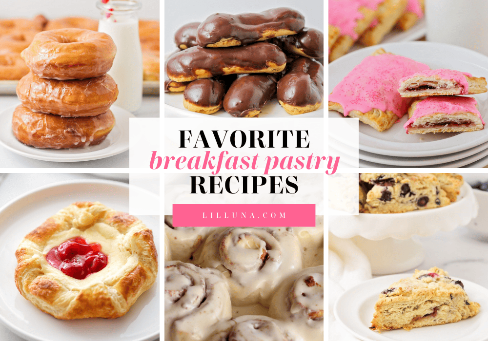 Collage of breakfast pastry recipes.