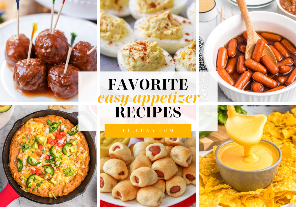 Collage of easy appetizer recipes.
