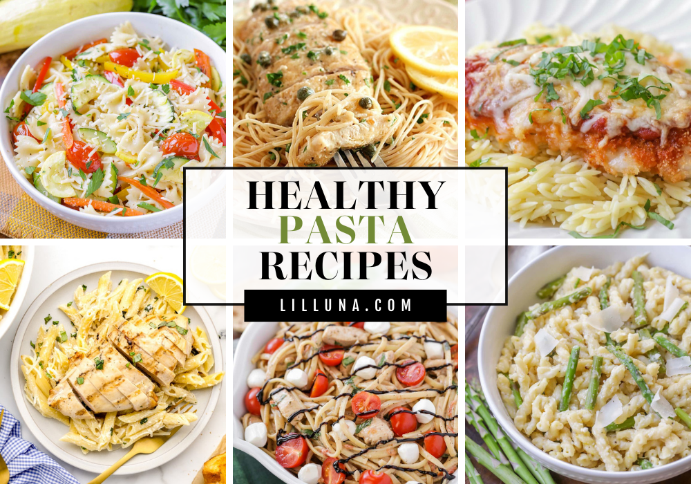 Collage of healthy pasta recipes