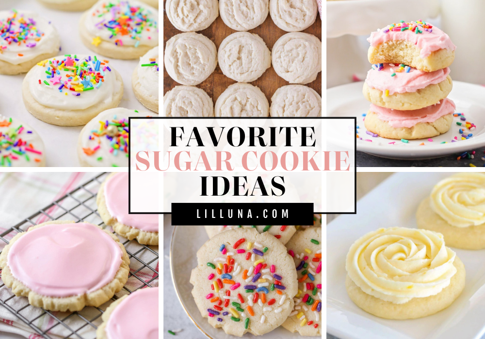 Collage of sugar cookie recipes.