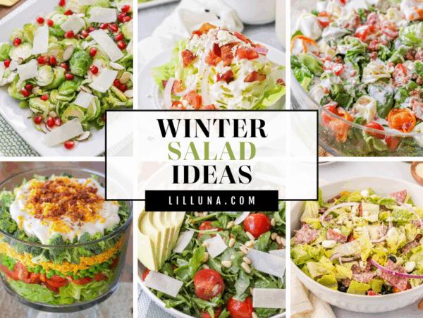 Collage of winter salad recipes.