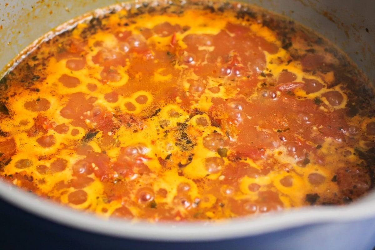 How to make tomato basil soup process picture.