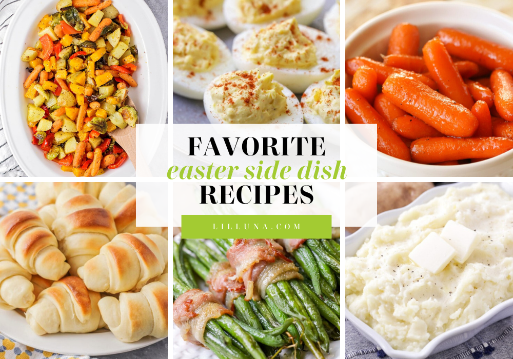 Collage of Easter side dish recipes.