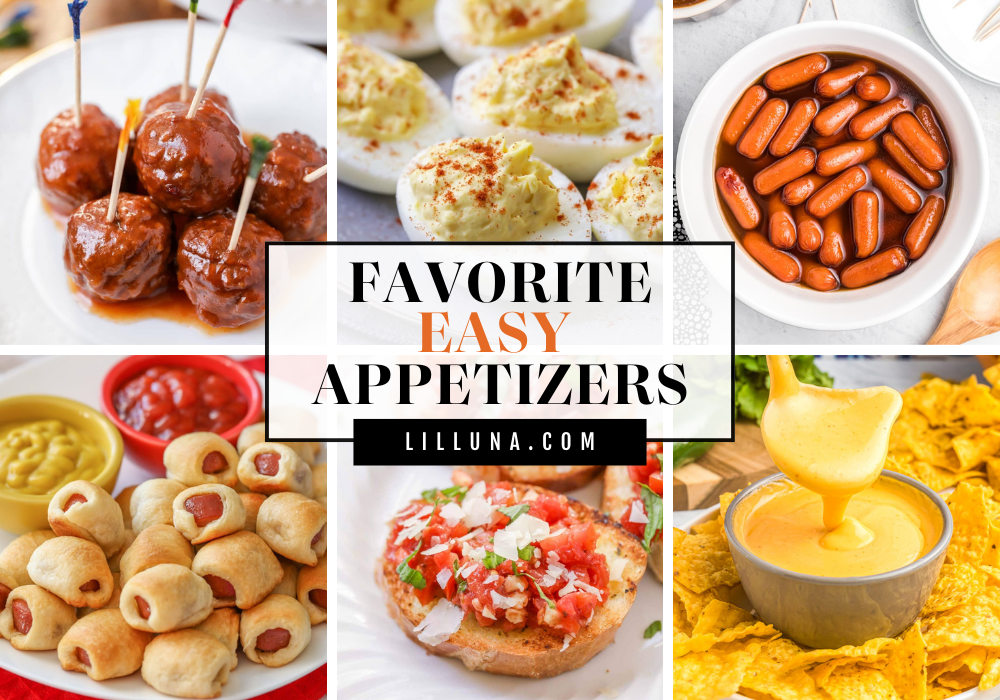 Collage of easy appetizer recipes.