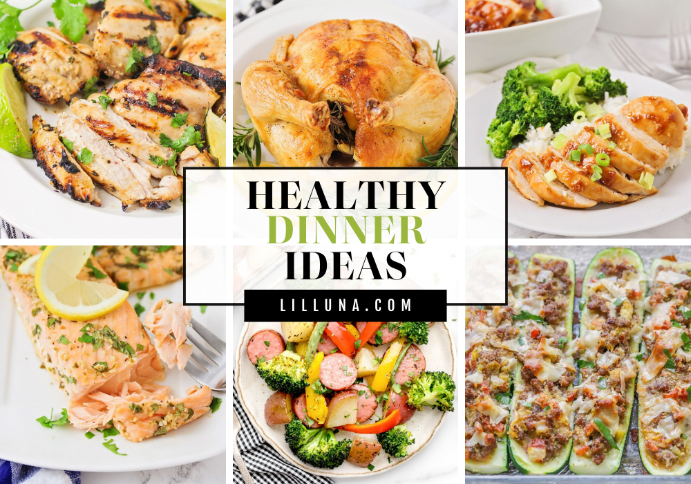 Collage of healthy dinner recipes.