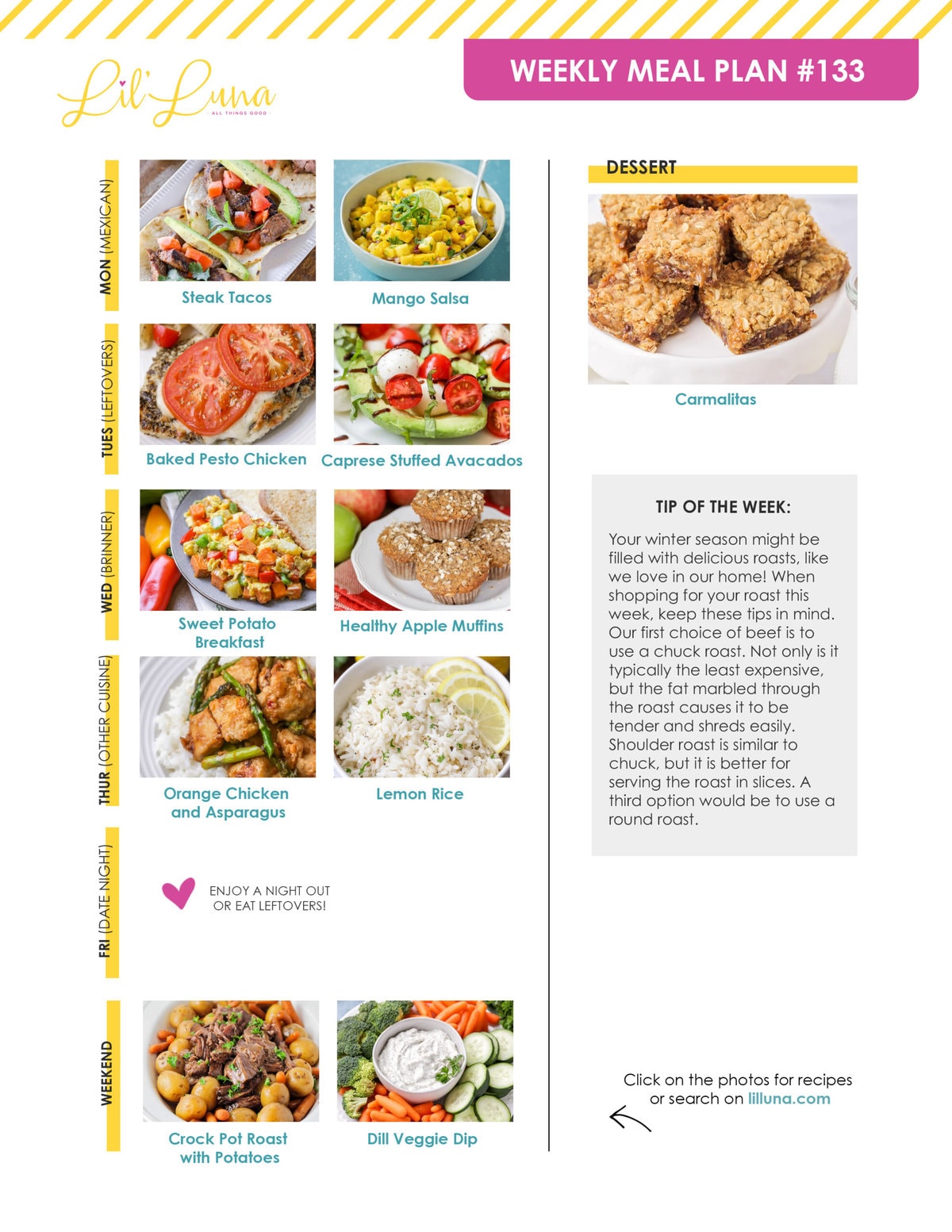 Meal plan 133 graphic.