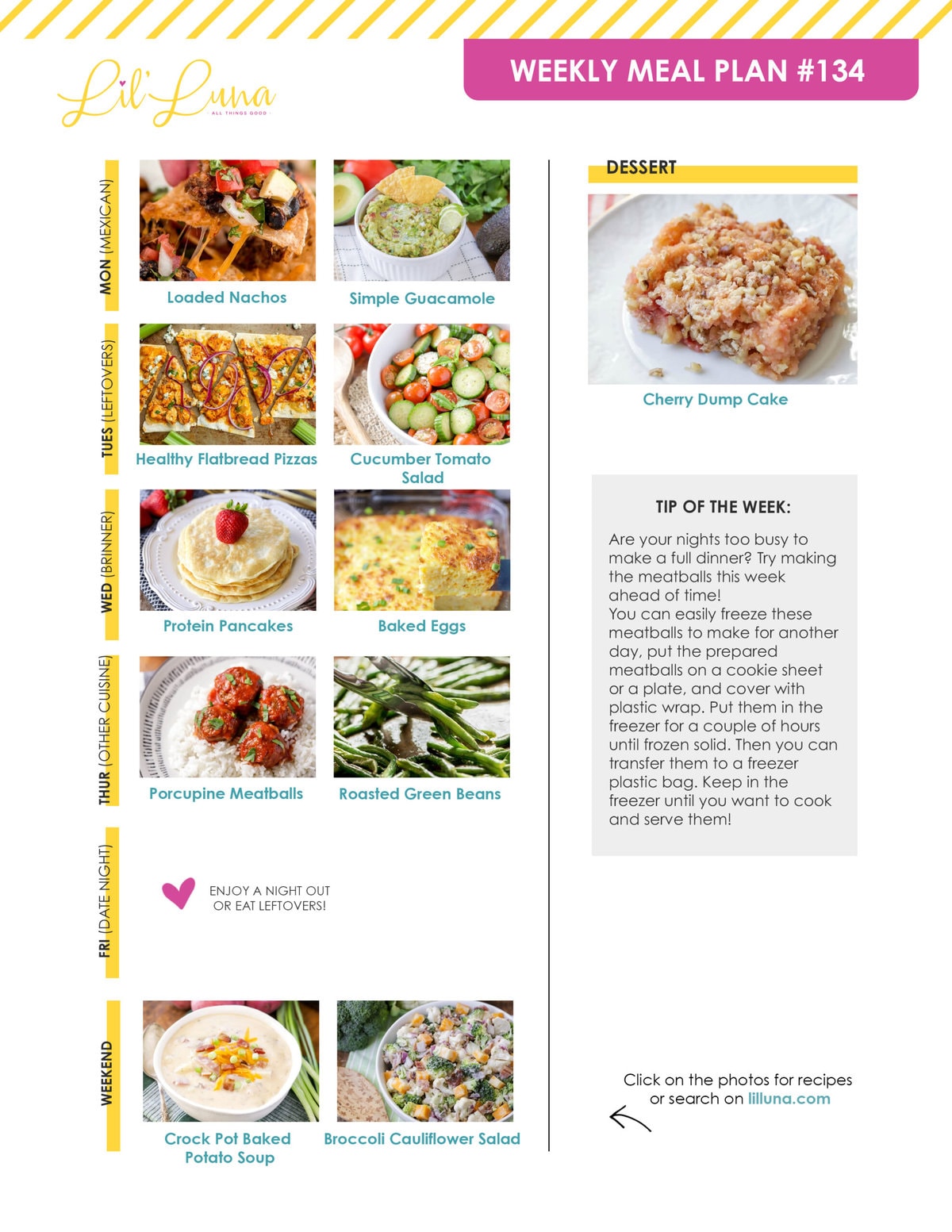Meal plan 134 graphic.