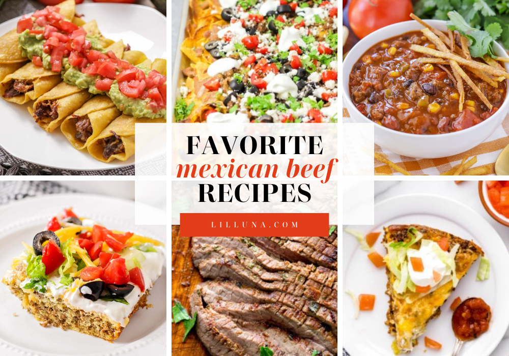 Collage of Mexican beef recipes.