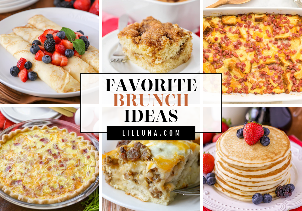 Collage of brunch recipes.