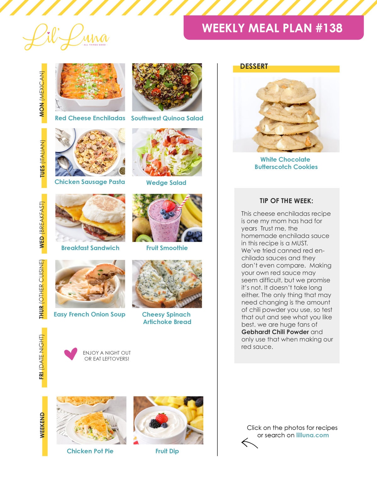 Meal plan 138 graphic.