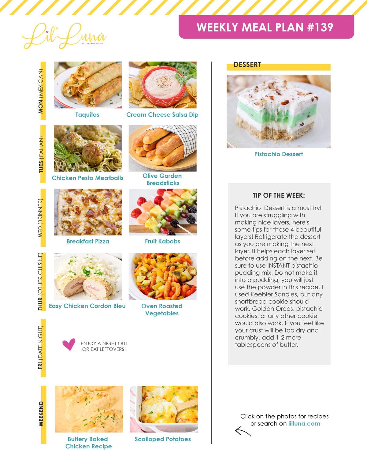 Meal plan 139 graphic.