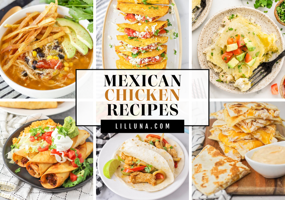 Collage of Mexican chicken recipes.