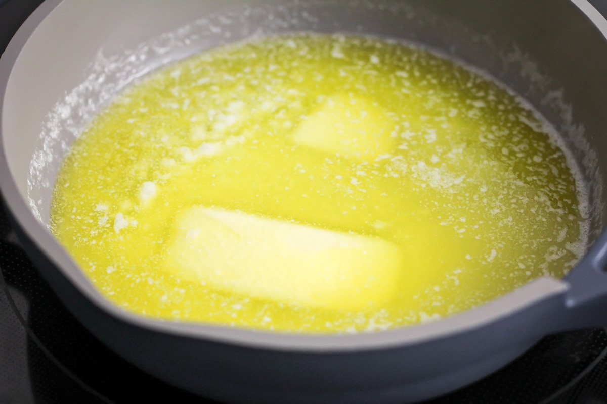 Butter in pan.
