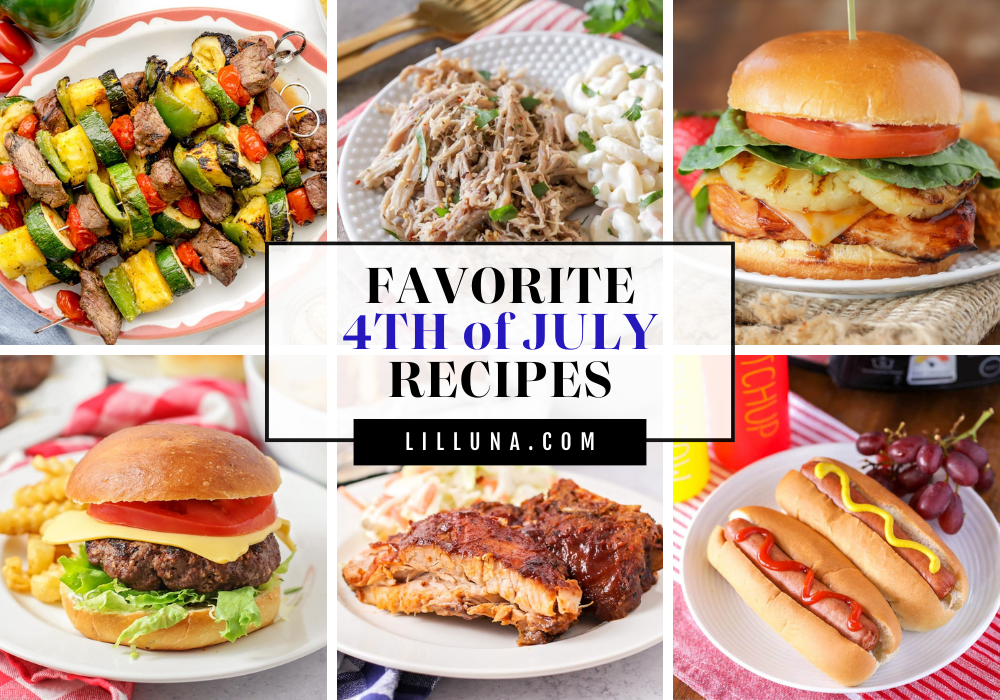 A collage of 4th of July recipes.
