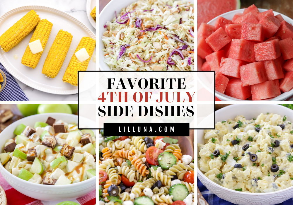 A collage of 4th of July side dishes.