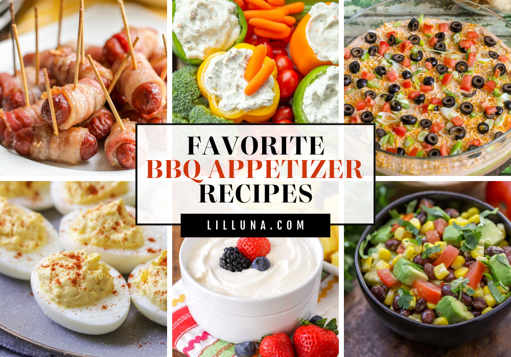 A collage of easy bbq appetizers.