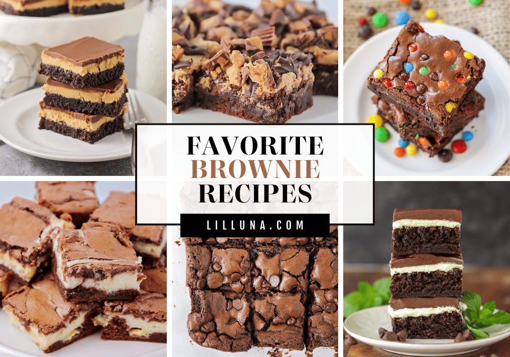 A collage of brownie recipes.