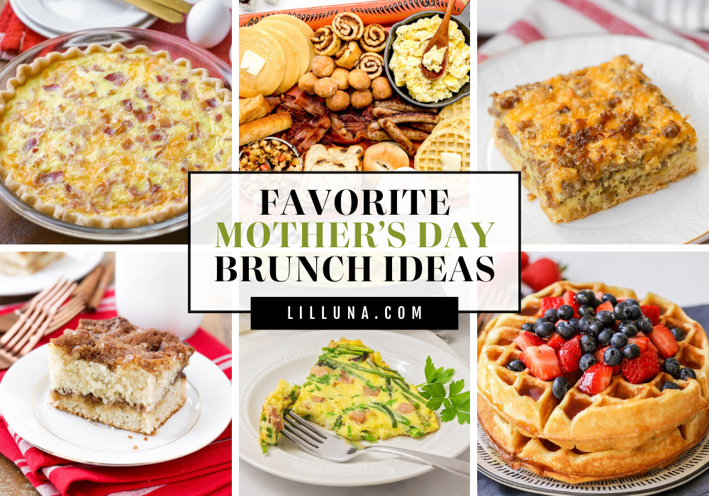 A collage of mother's day brunch ideas.