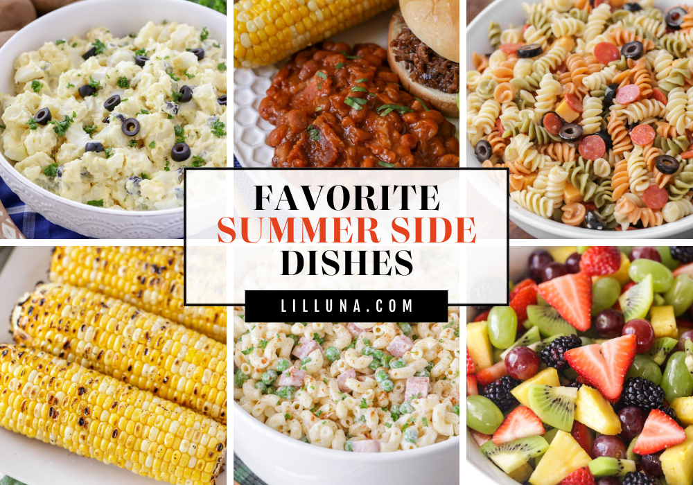 Collage of summer side dish recipes.