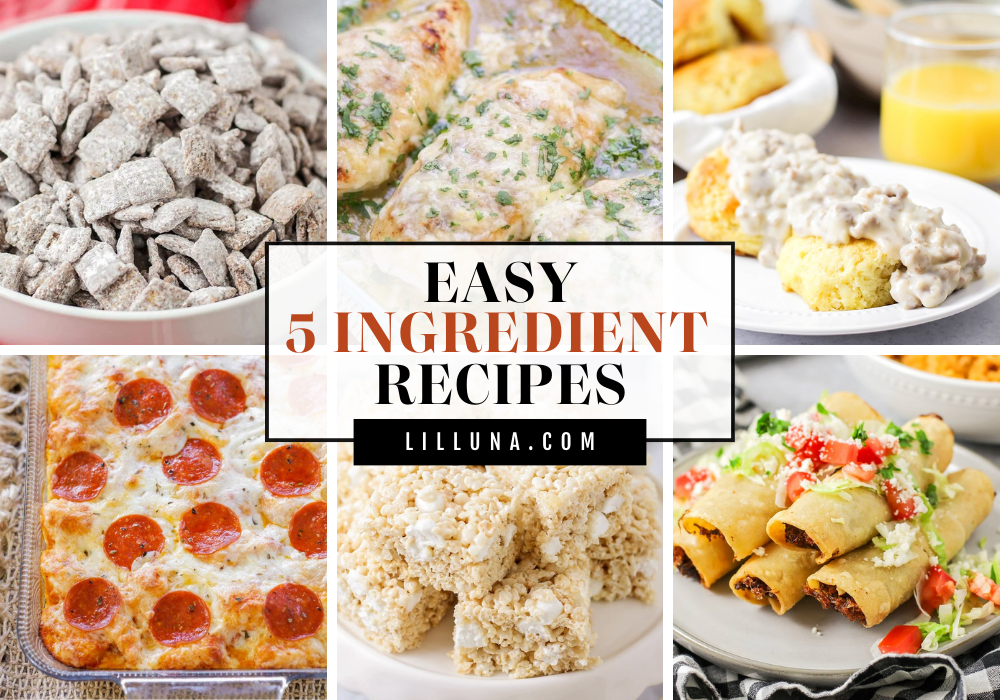 Collage of 5 ingredient recipes.