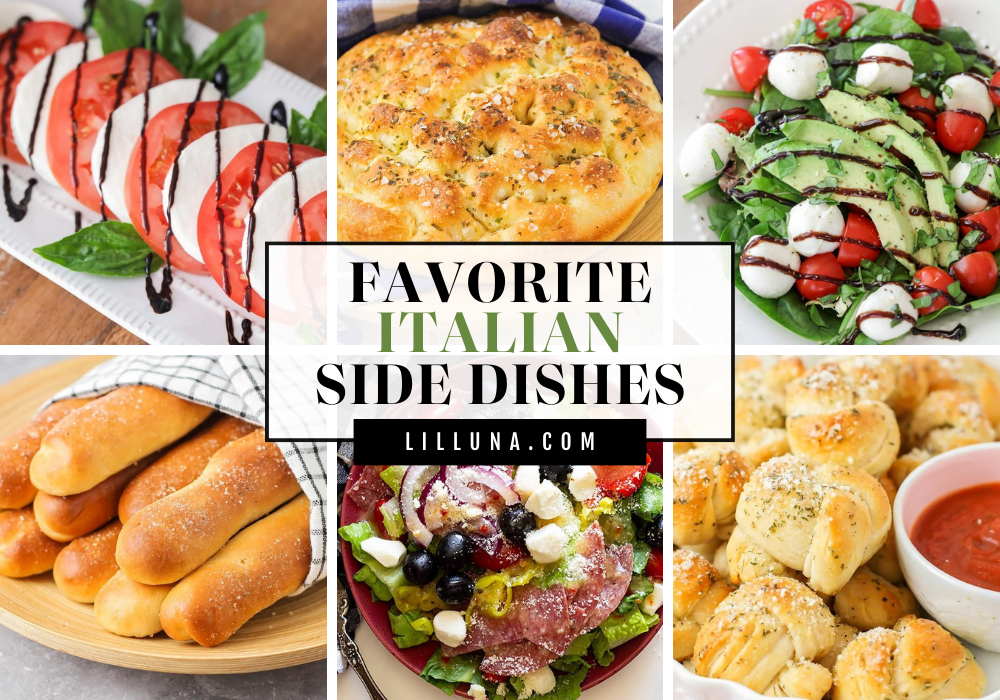 A collage of several favorite Italian side dishes.