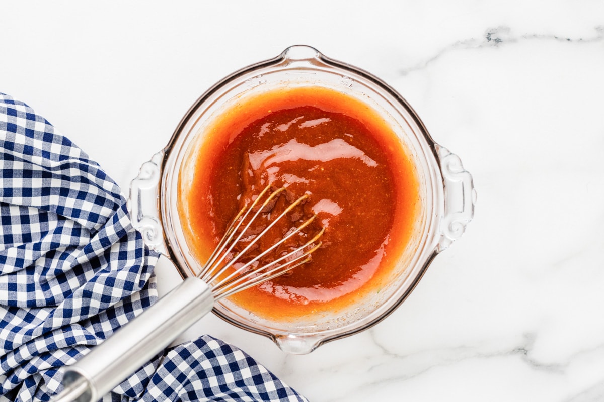 Ketchup mixture in a glass jar.