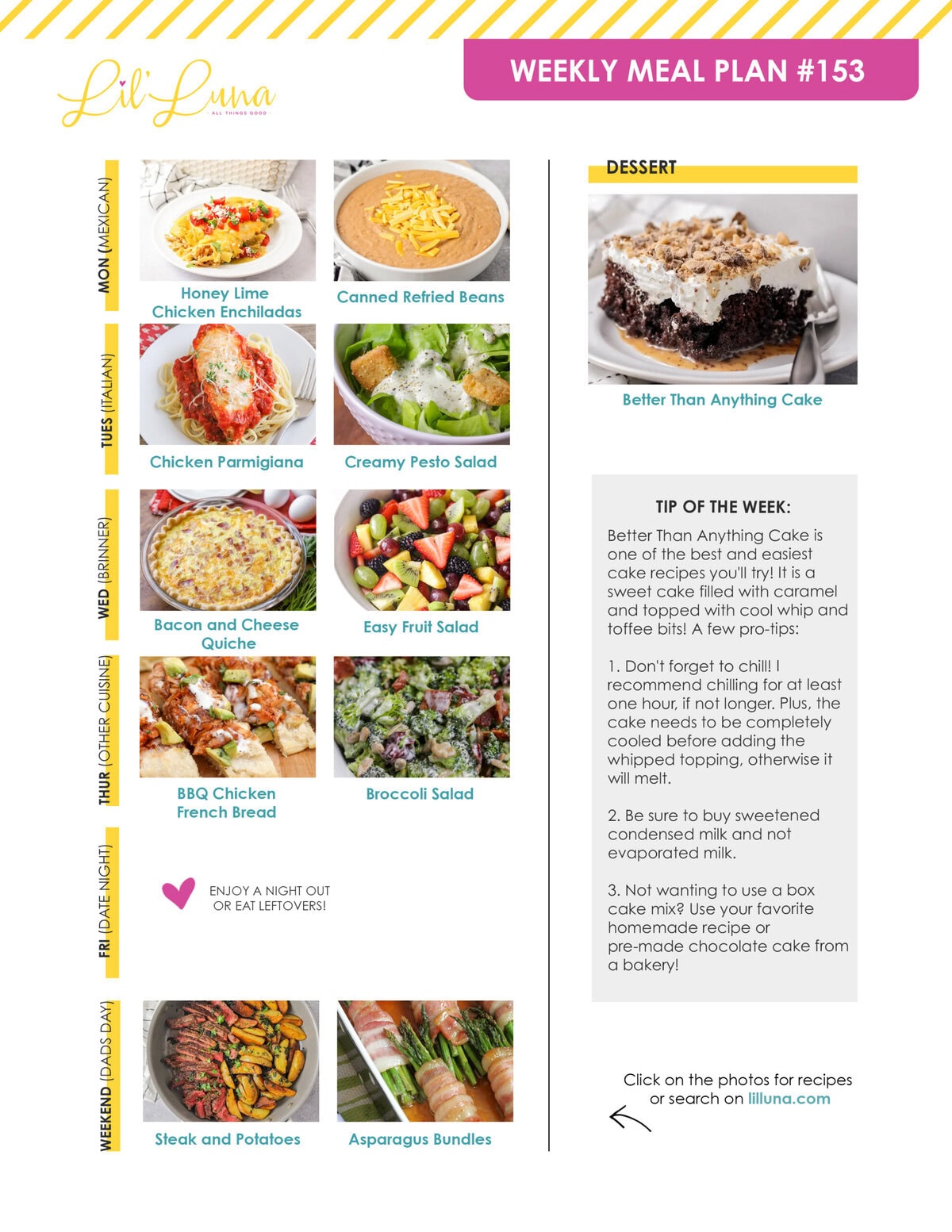 Meal plan 153 graphic.