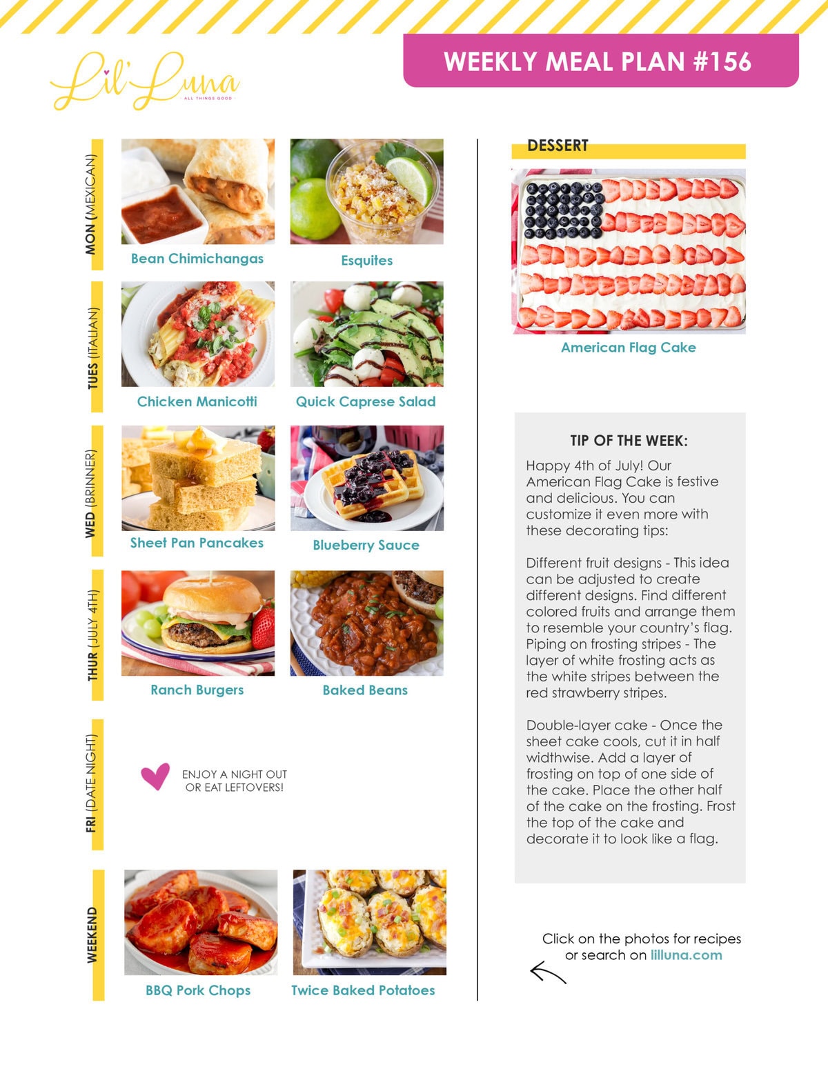 Meal plan 156 graphic.