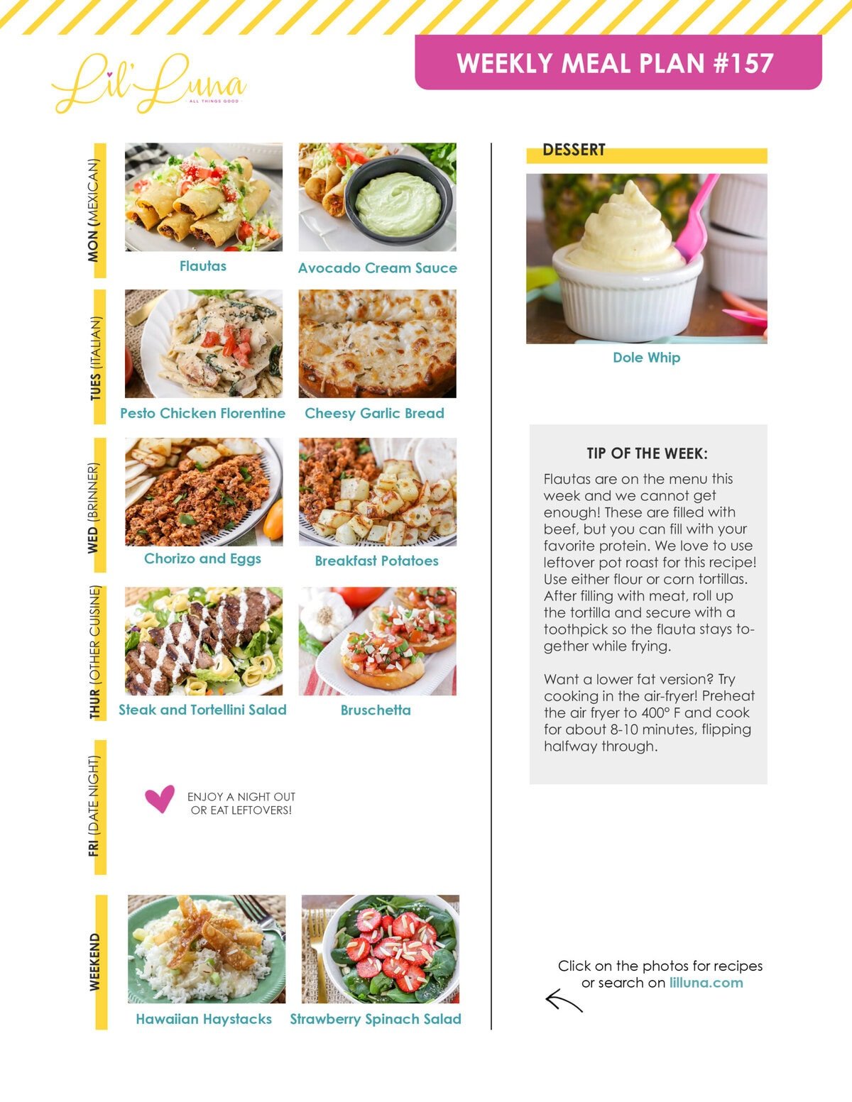 Meal plan 157 graphic.