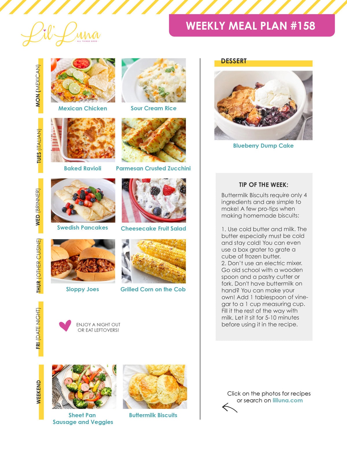 Meal plan 158 graphic.