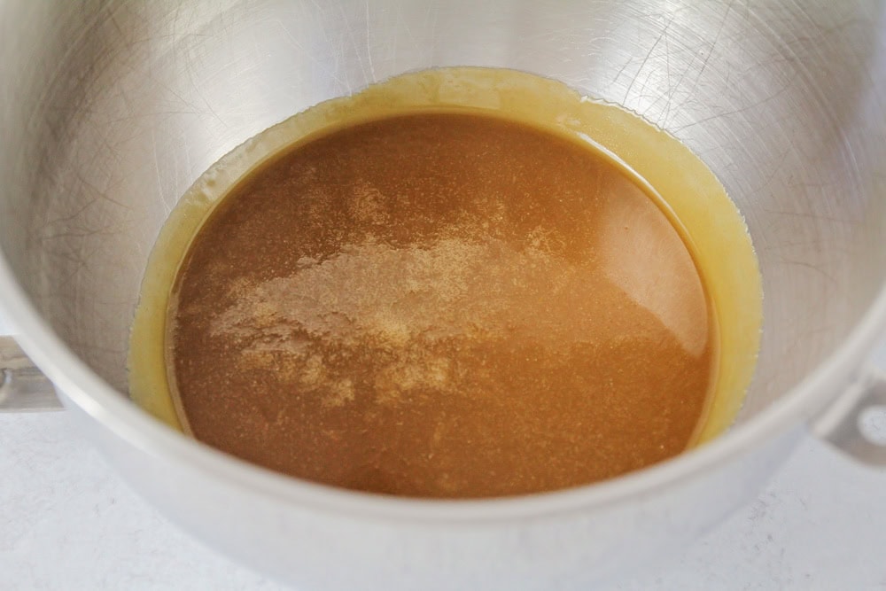Caramel in mixing bowl.