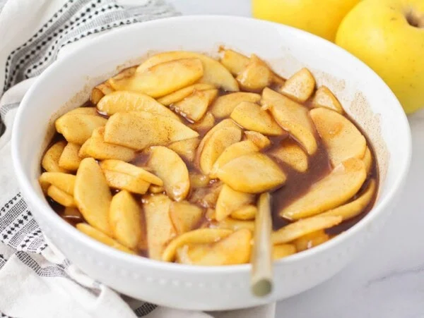 Bowl of homemade fried apples.