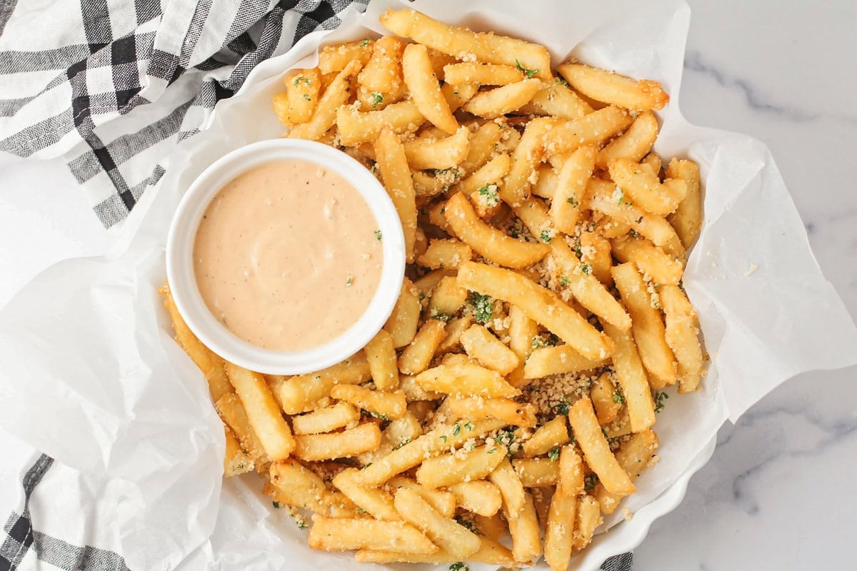 Pommes frites served with Cajun remoulade.