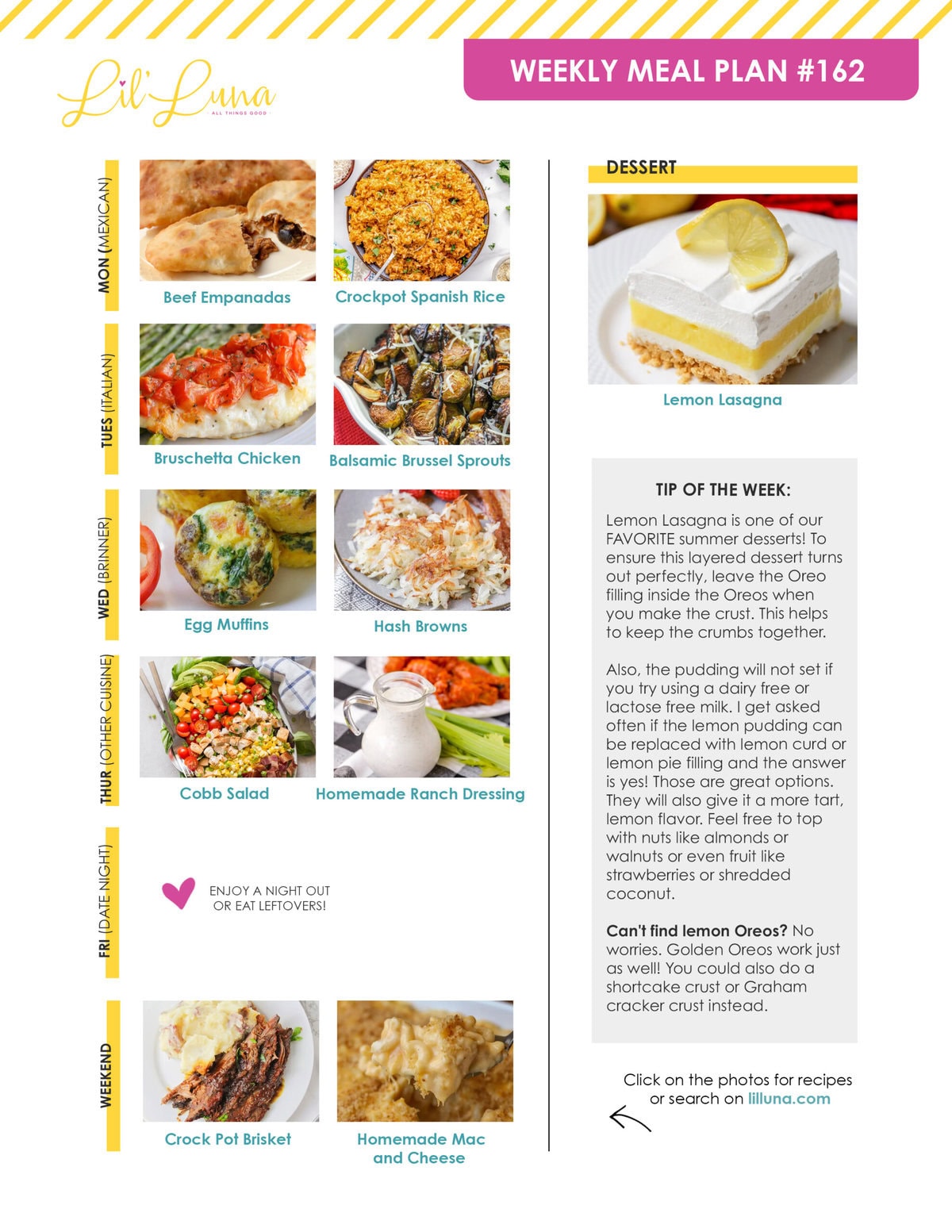 Meal plan 162 graphic.