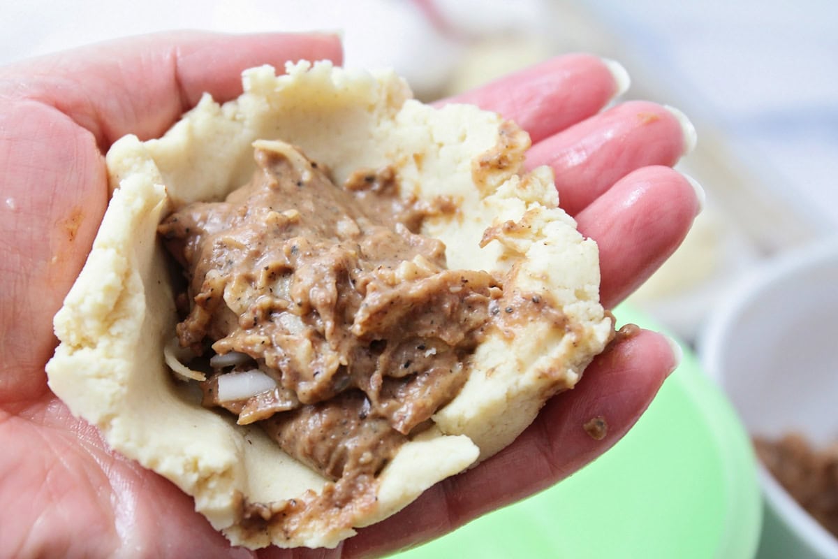 Pupusas with bean filling added to the middle.