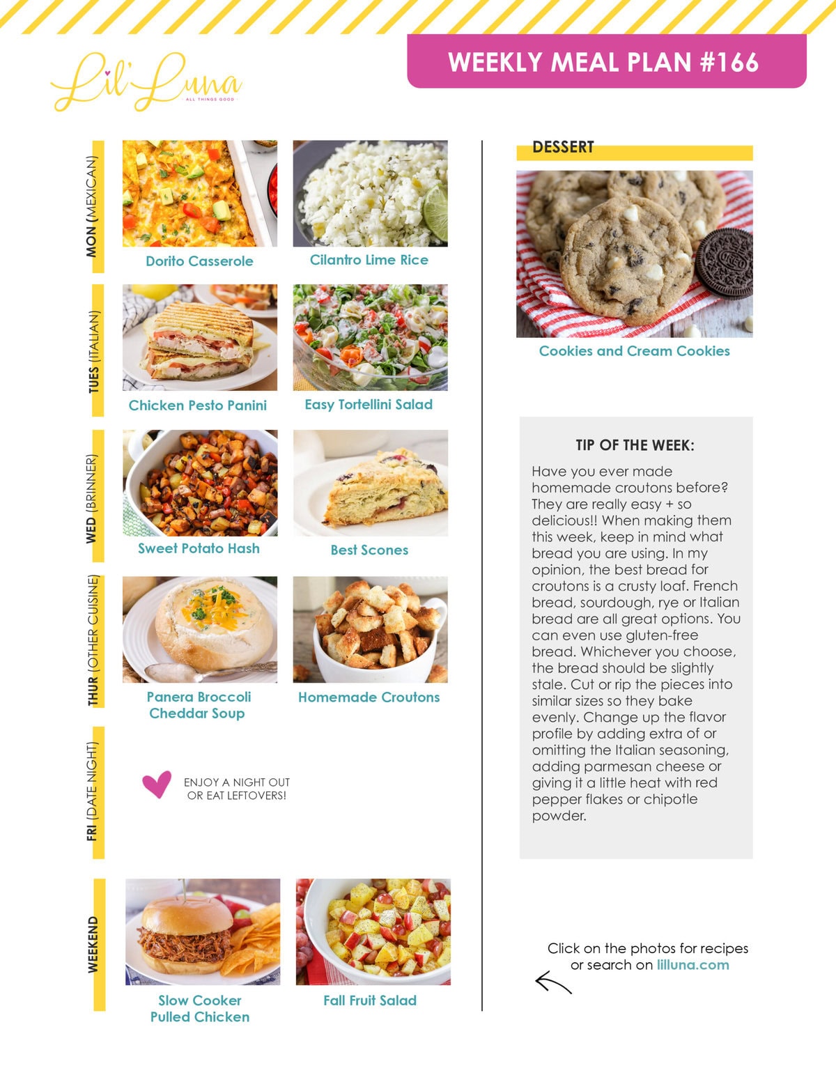 Meal plan 166 graphic.