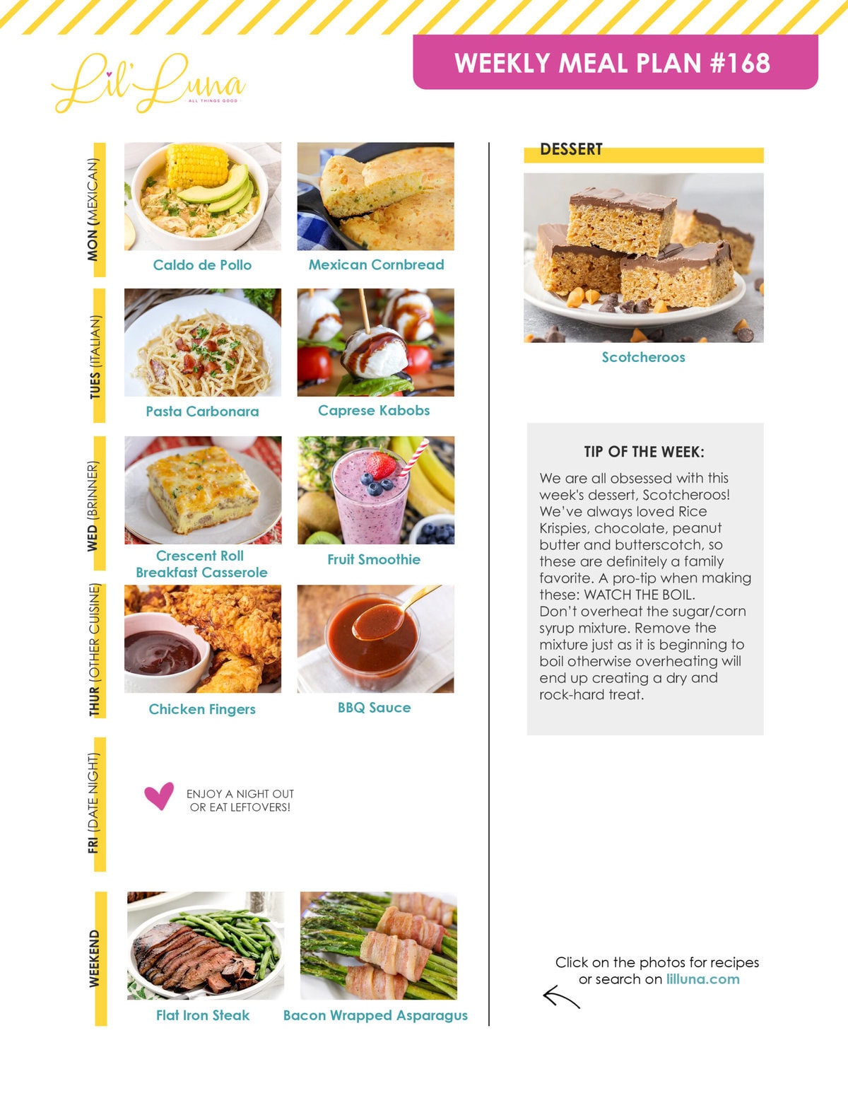 Meal plan 168 graphic.