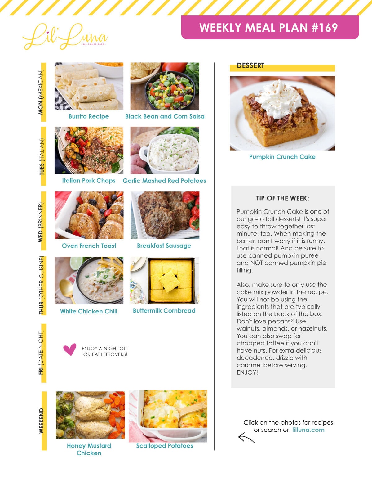 Meal plan 169 graphic.