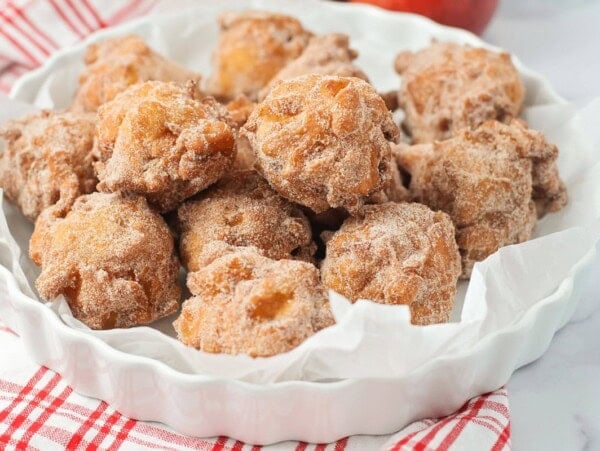 Bowl of apple fritters.