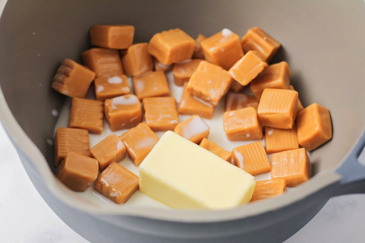 Caramel and butter in a pan.