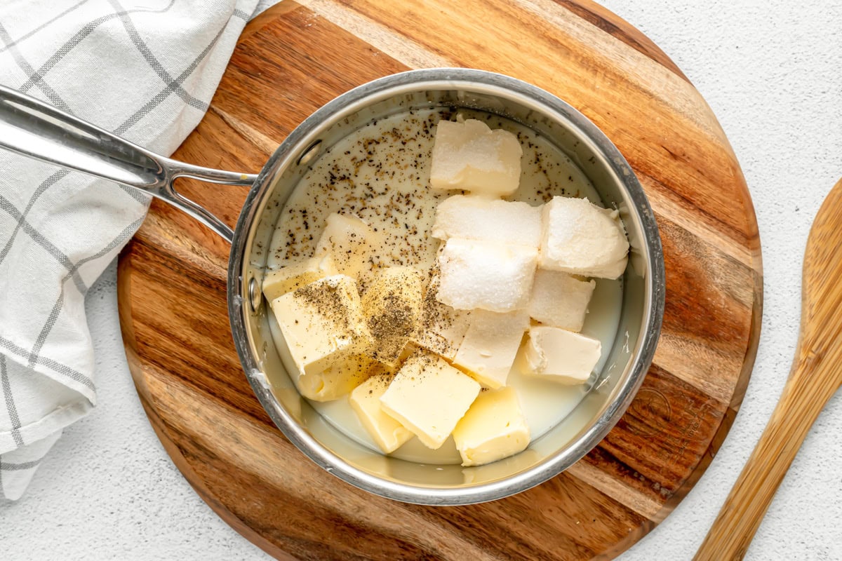 Process picture of how to make creamed corn recipe.