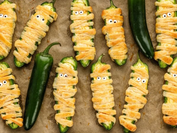 10 Viral Halloween appetizers to make this year, including Jalapeno Popper Mummies.