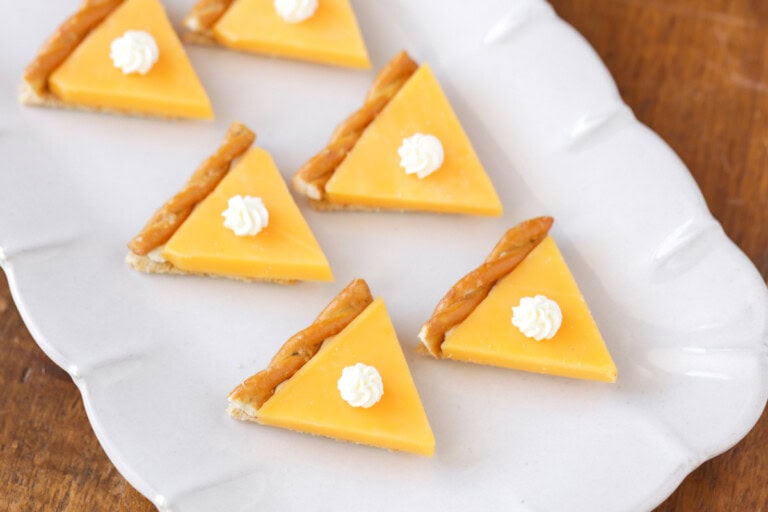 Pumpkin pie crackers on a plate.