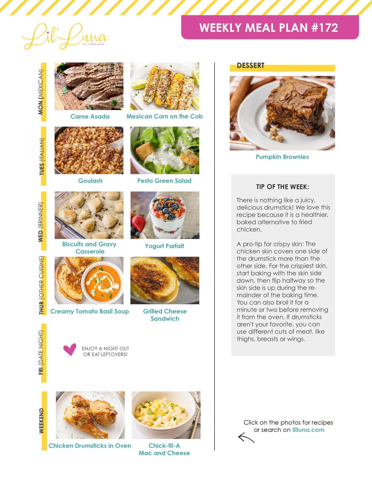 Meal plan 172 graphic.